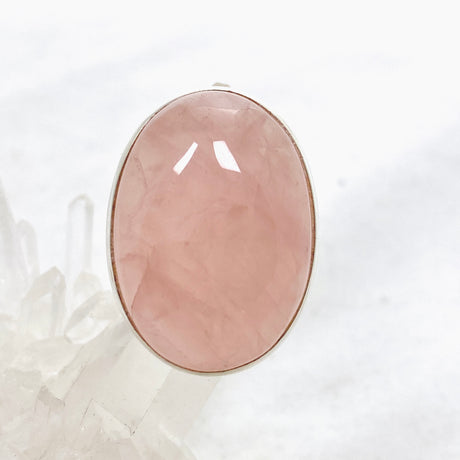 Rose Quartz Oval Cabochon Ring Size 12 PRGJ556