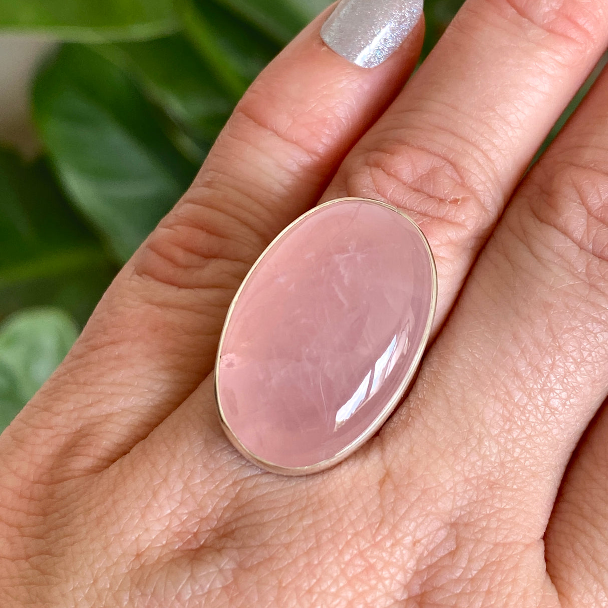 Rose Quartz Oval Cabochon Ring Size 6 KRGJ3325