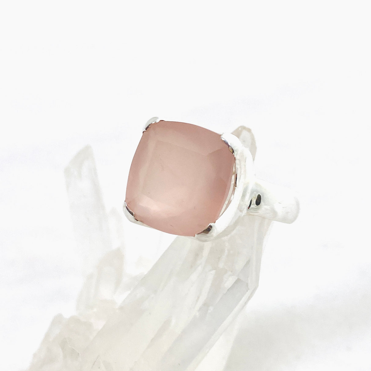 Rose Quartz Square Faceted Ring Size 8 KRGJ3320