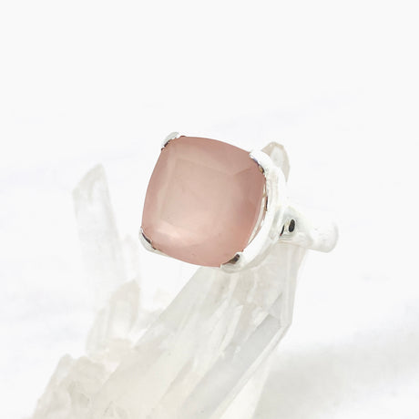 Rose Quartz Square Faceted Ring Size 8 KRGJ3320