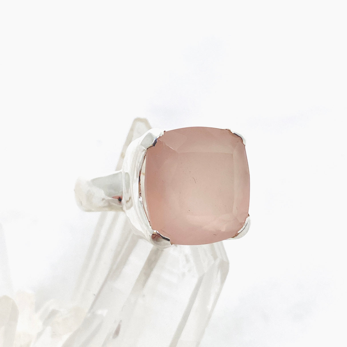 Rose Quartz Square Faceted Ring Size 8 KRGJ3320