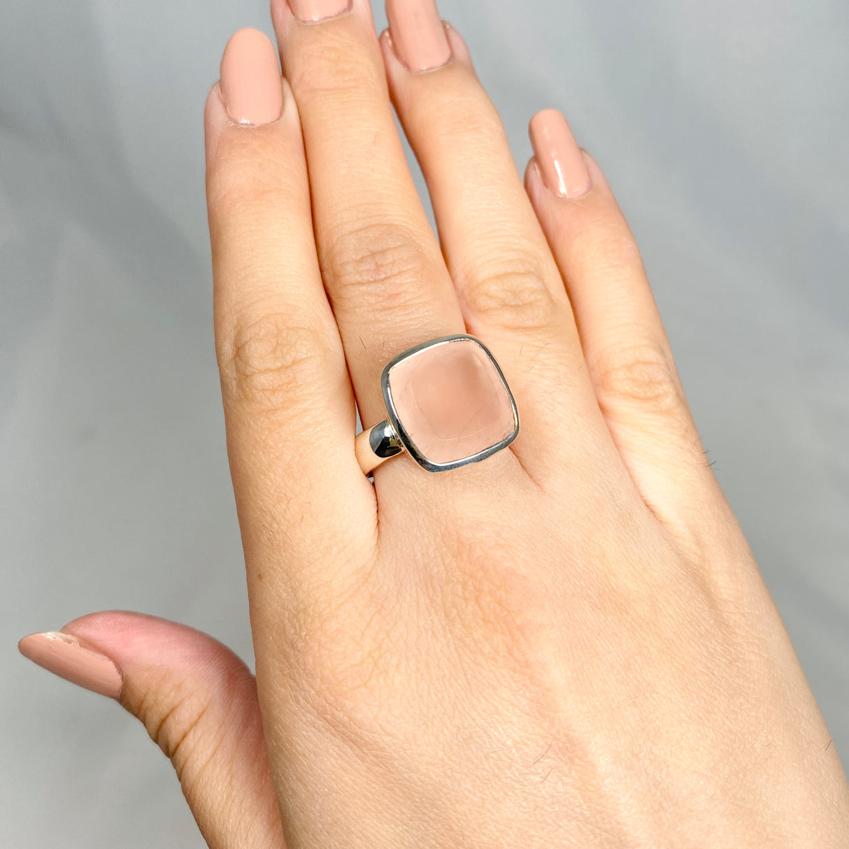 Rose Quartz Square Faceted Ring s.9 KRGJ2997