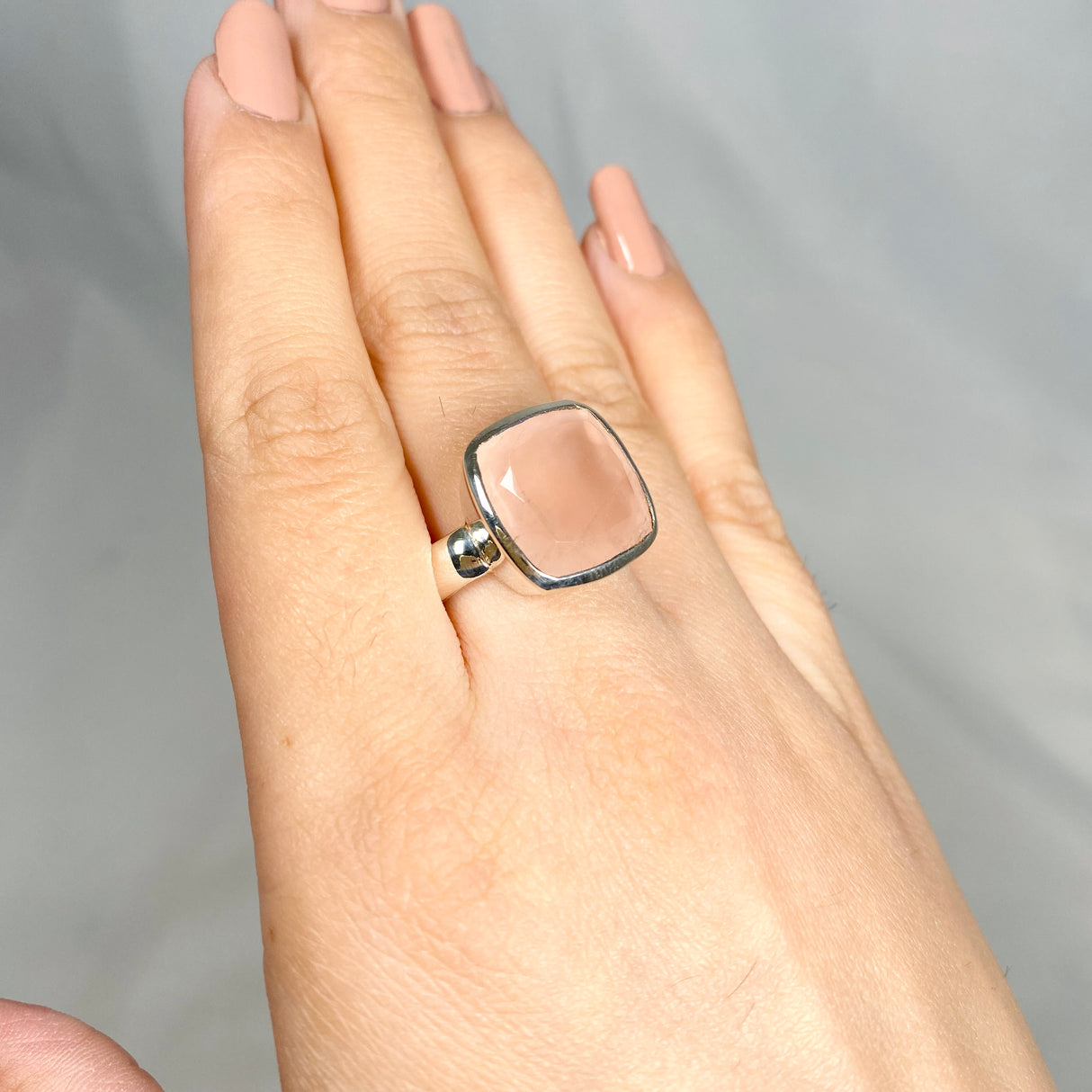 Rose Quartz Square Faceted Ring s.9 KRGJ2997