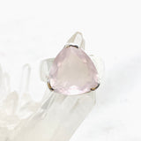 Rose Quartz Triangular Faceted Ring Size 10 KRGJ3324