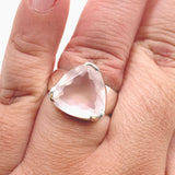 Rose Quartz Triangular Faceted Ring Size 10 KRGJ3324