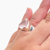 Rose Quartz Triangular Faceted Ring Size 10 KRGJ3324