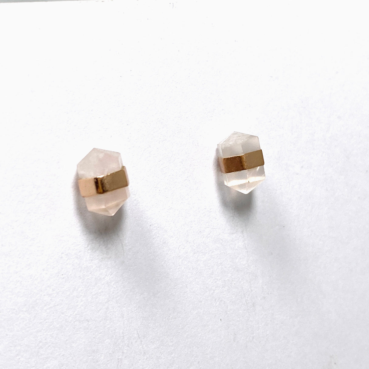 Rose Quartz Stud Earrings in Rose Gold SSGJ61