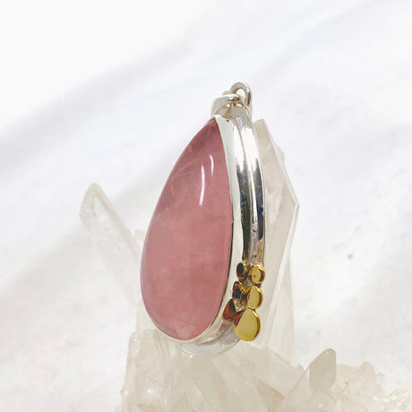 Rose Quartz Teardrop Cabochon Pendant in a Decorative Setting KPGJ4687