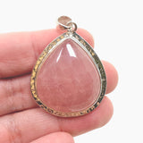 Rose Quartz Teardrop Cabochon Pendant in a Hammered Setting KPGJ4688