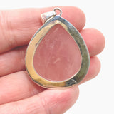 Rose Quartz Teardrop Cabochon Pendant in a Hammered Setting KPGJ4688