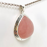 Rose Quartz Teardrop Cabochon Pendant in a Hammered Setting KPGJ4688