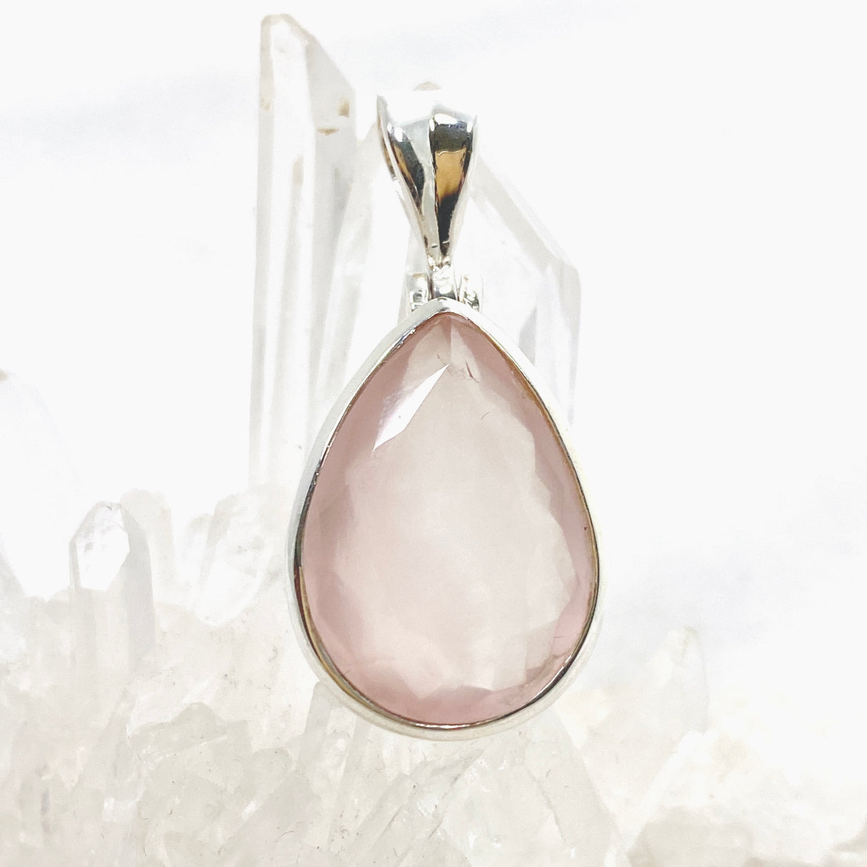 Rose Quartz Teardrop Faceted Pendant KPGJ4682