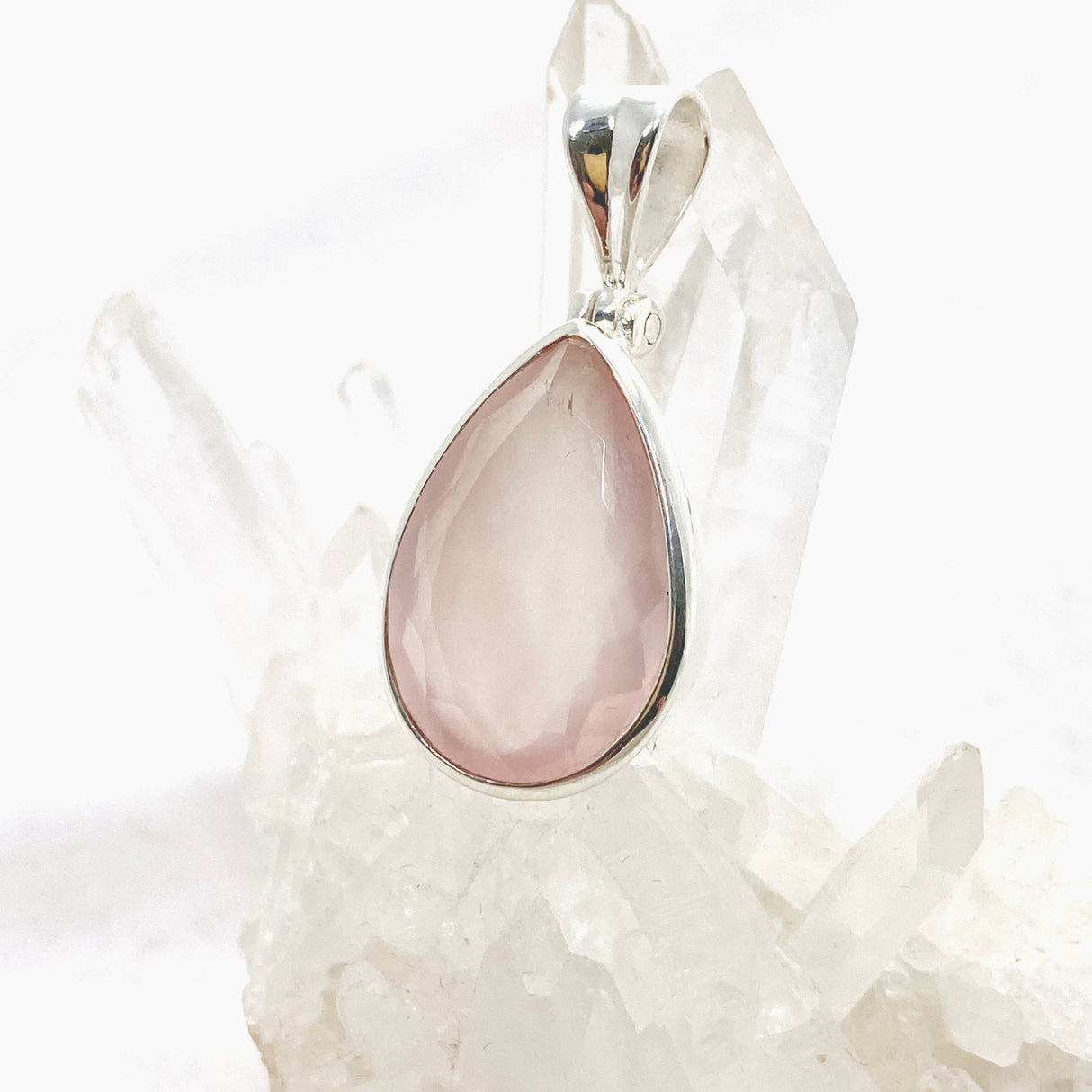 Rose Quartz Teardrop Faceted Pendant KPGJ4682