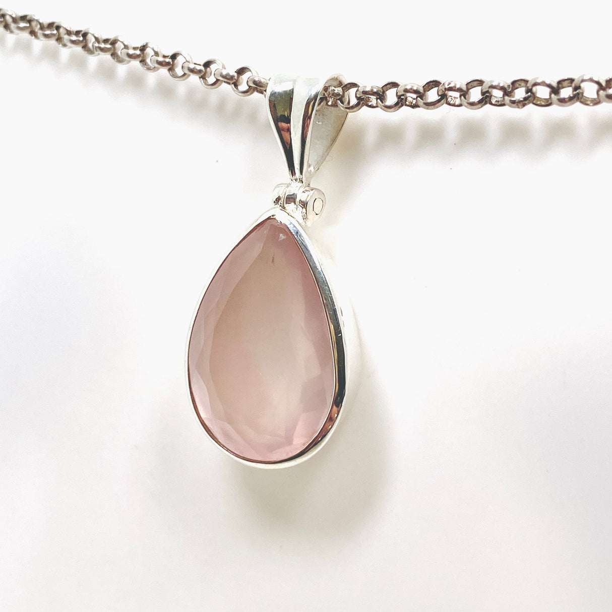 Rose Quartz Teardrop Faceted Pendant KPGJ4682