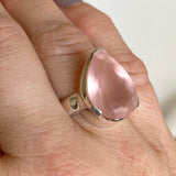 Rose Quartz Teardrop Faceted Ring Size 7 KRGJ3322