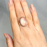 Rose Quartz oval cabochon ring with hammered band s.7 KRGJ467