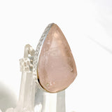 Rose Quartz raw teardrop ring with hammered band s.9 KRGJ1301