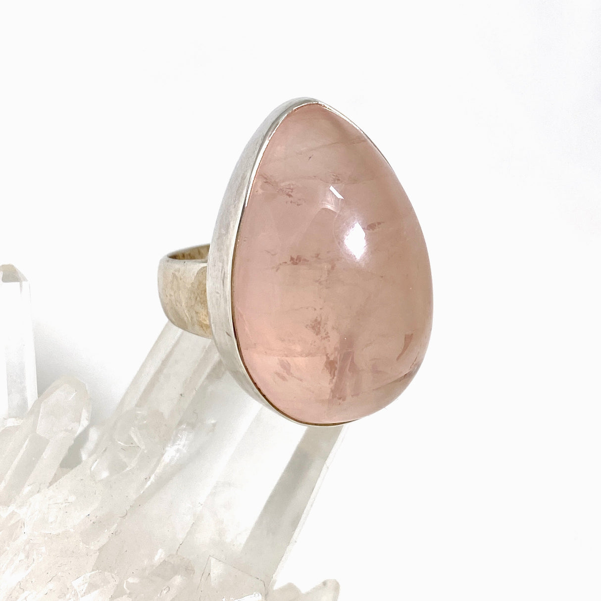 Rose Quartz teardrop cabochon ring s.10 KRGJ1308