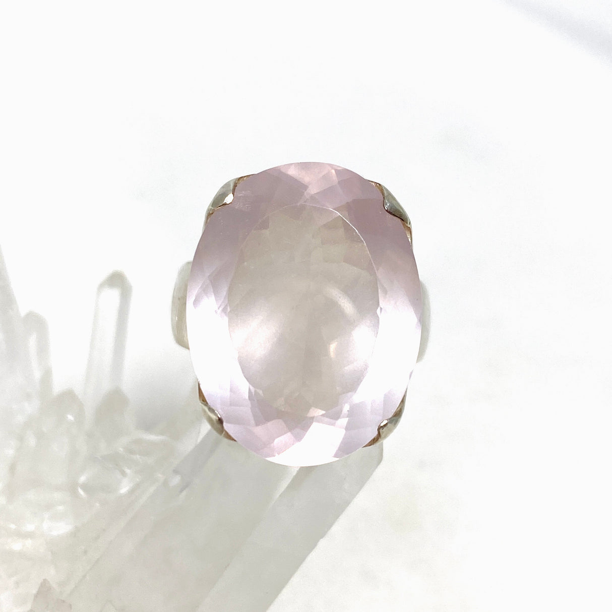 Rose quartz faceted oval ring s.10.5 KRGJ1141