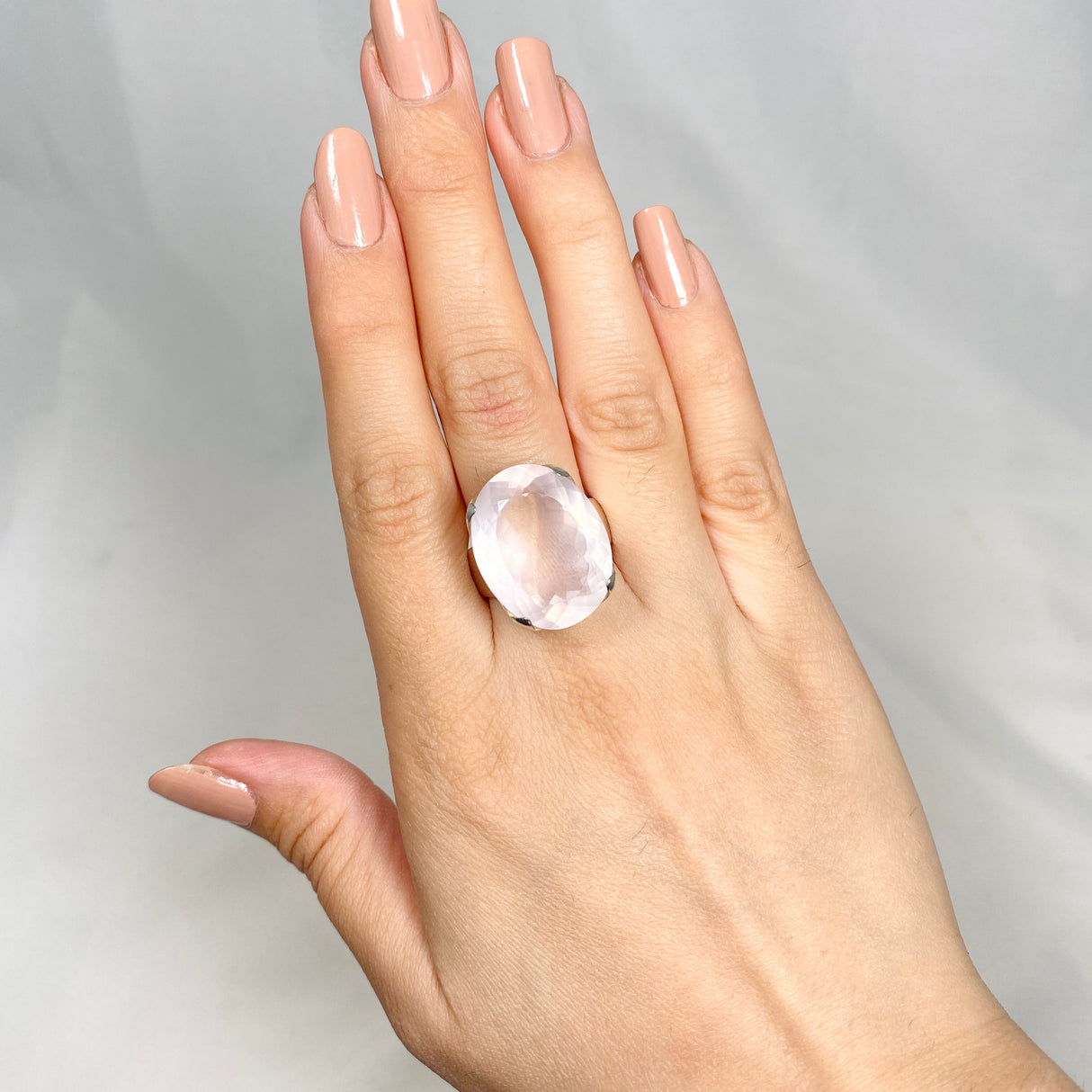 Rose quartz faceted oval ring s.10.5 KRGJ1141