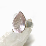 Rose quartz faceted teardrop ring s.6.5 KRGJ1140