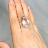 Rose quartz faceted teardrop ring s.6.5 KRGJ1140