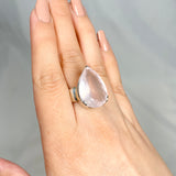 Rose quartz faceted teardrop ring s.9.5 KRGJ1144