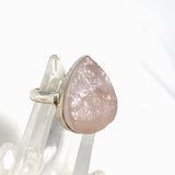 Rose Quartz raw teardrop ring s.9 KRGJ1306