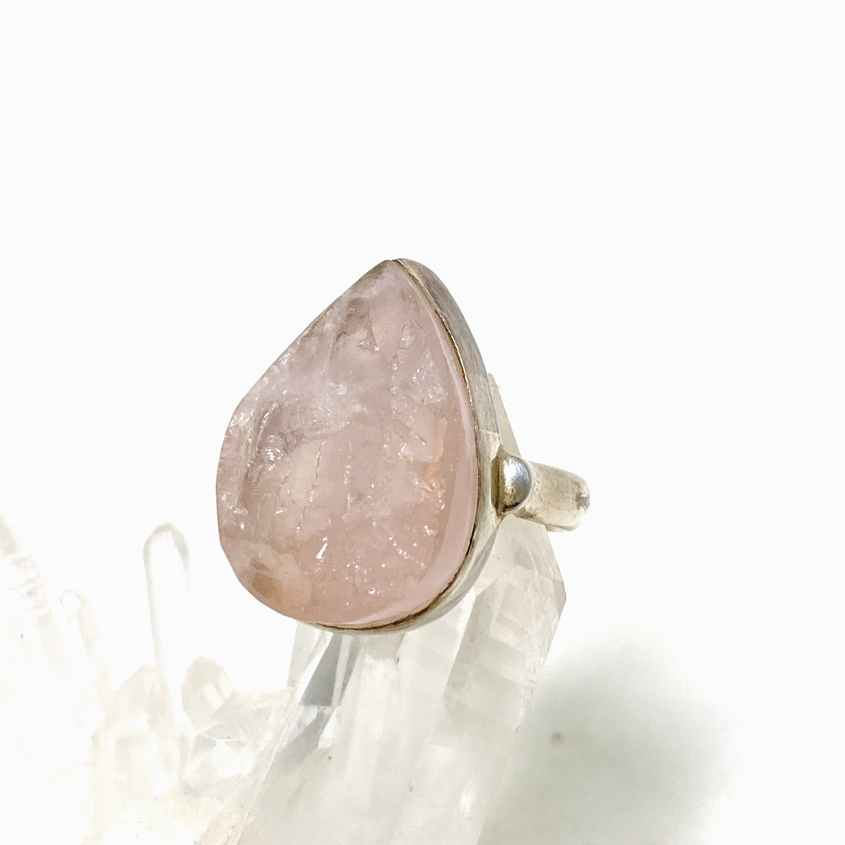 Rose Quartz raw teardrop ring s.9 KRGJ1306