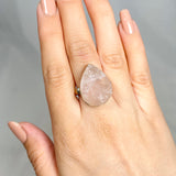 Rose Quartz raw teardrop ring s.9 KRGJ1306