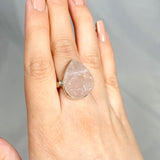 Rose Quartz raw teardrop ring s.9 KRGJ1306