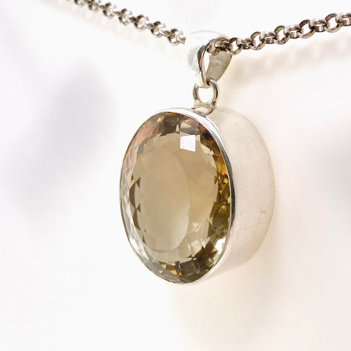 Smokey Lemon Quartz Oval Faceted Pendant KPGJ4737