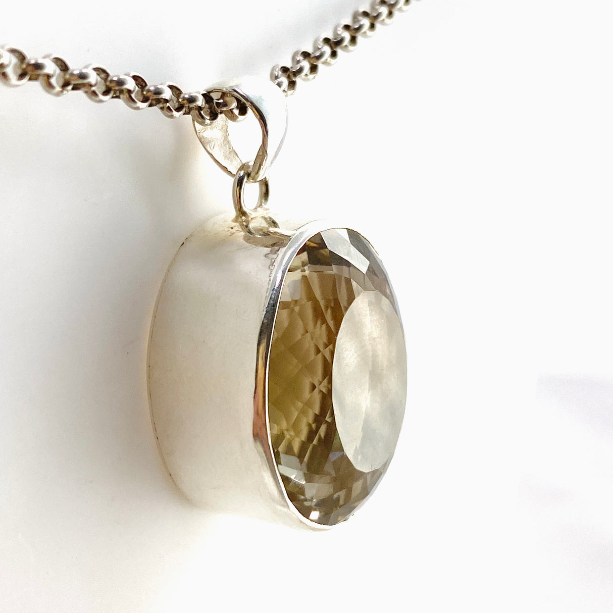 Smokey Lemon Quartz Oval Faceted Pendant KPGJ4737