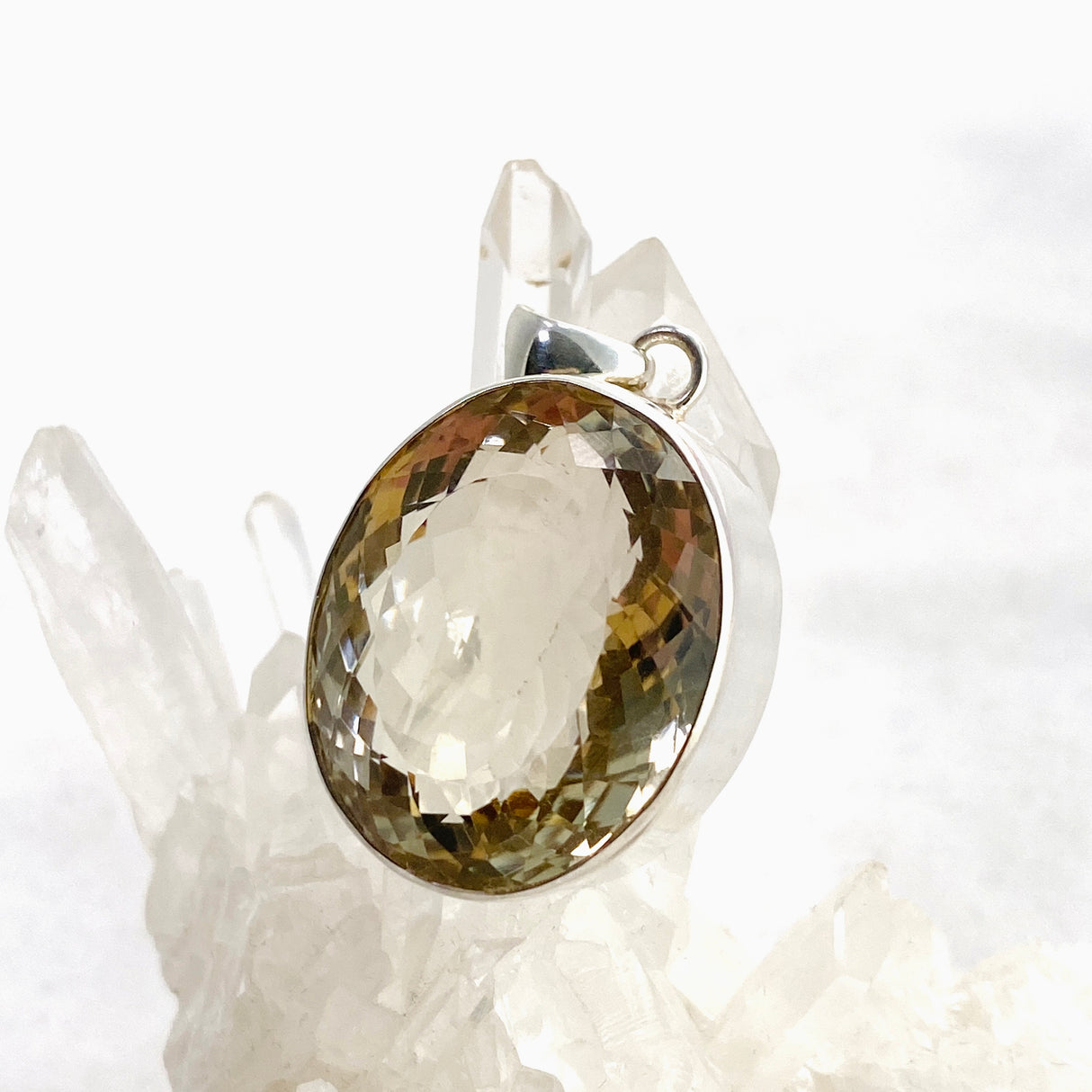 Smokey Lemon Quartz Oval Faceted Pendant KPGJ4737