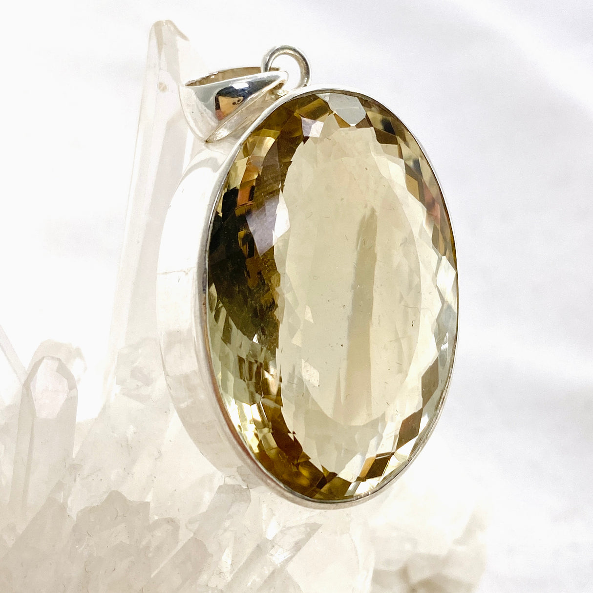 Smokey Lemon Quartz Oval Faceted Pendant KPGJ4738