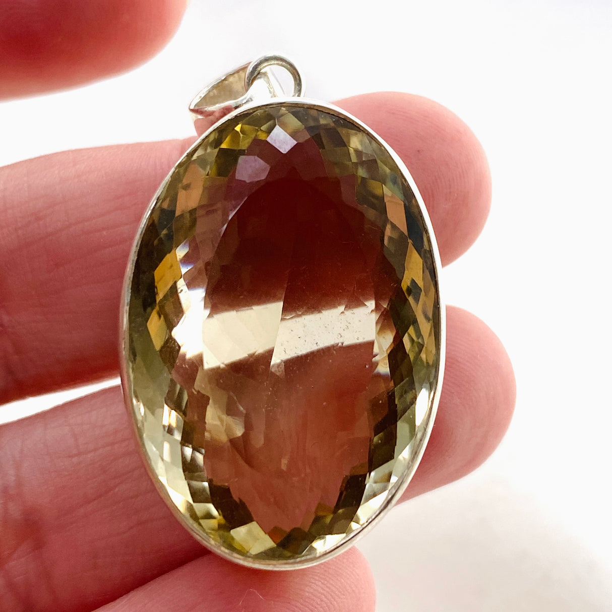 Smokey Lemon Quartz Oval Faceted Pendant KPGJ4738