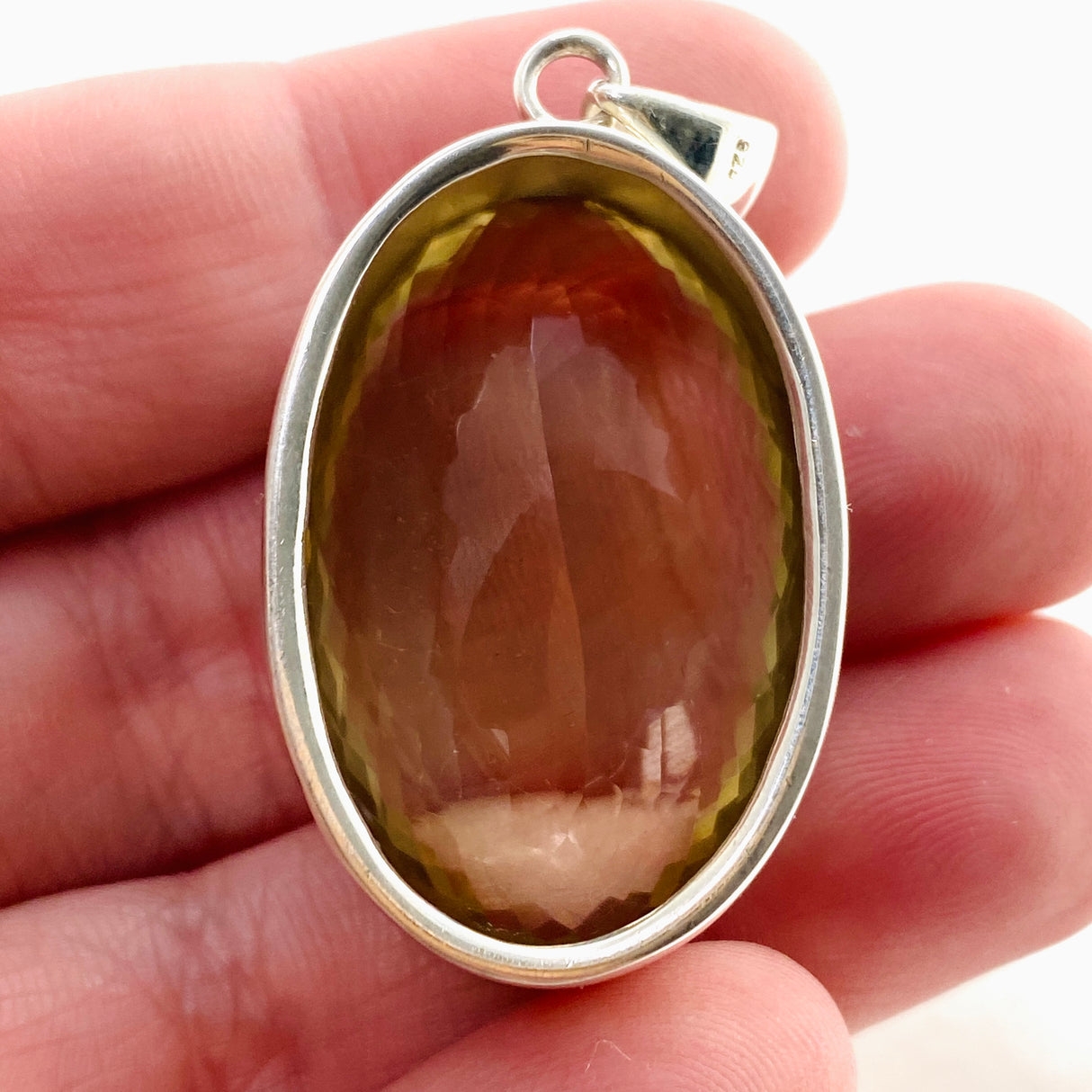 Smokey Lemon Quartz Oval Faceted Pendant KPGJ4738