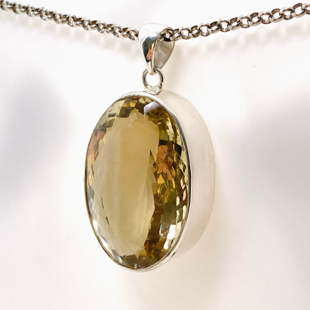 Smokey Lemon Quartz Oval Faceted Pendant KPGJ4738