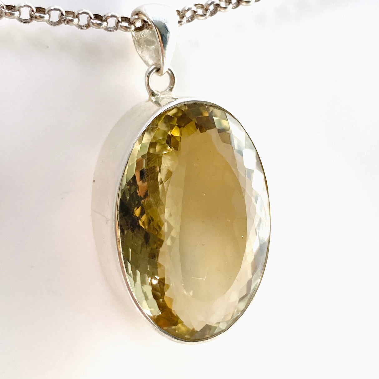 Smokey Lemon Quartz Oval Faceted Pendant KPGJ4738