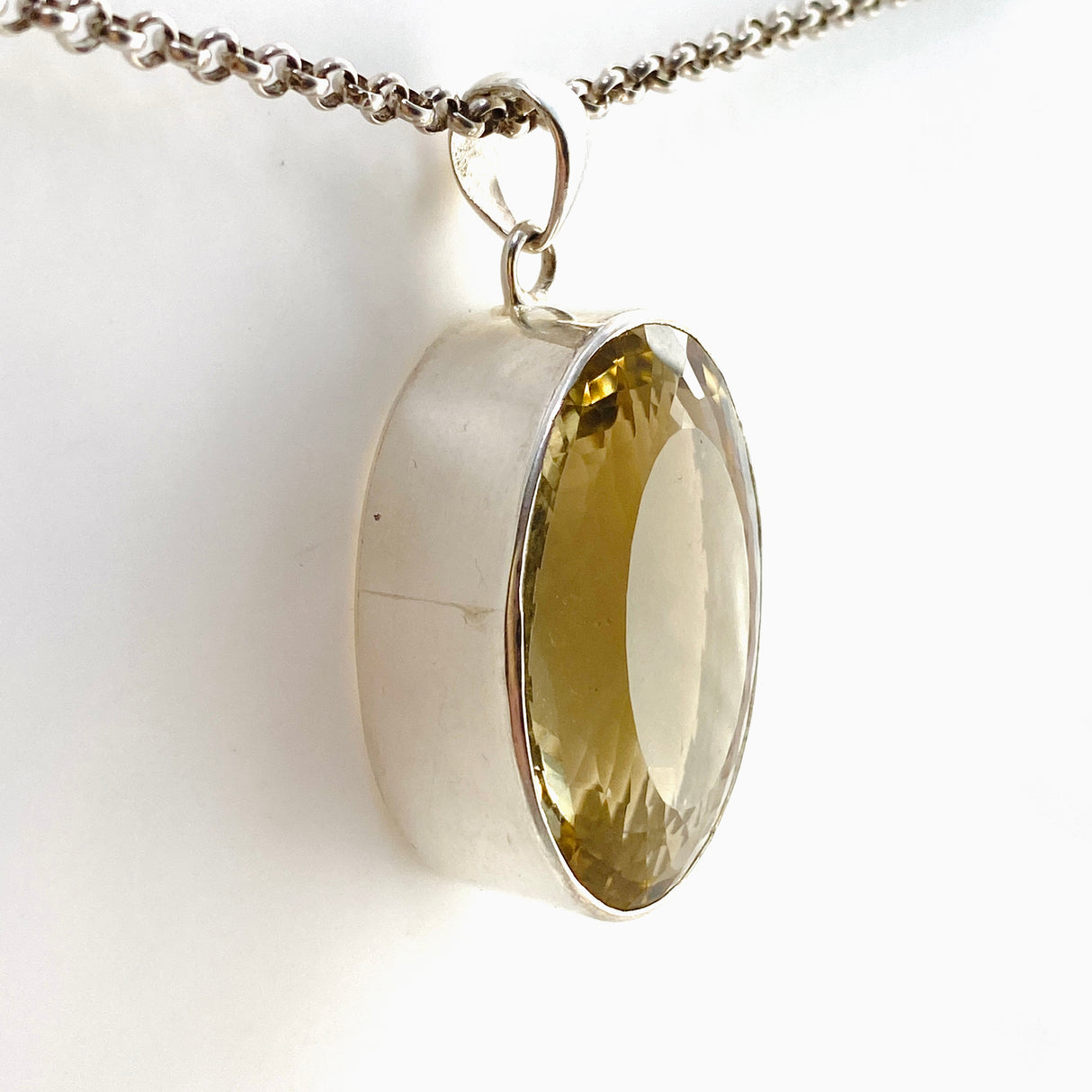 Smokey Lemon Quartz Oval Faceted Pendant KPGJ4738