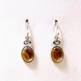 Smokey Quartz Oval Cabochon with Blue Topaz Earrings KEGJ1551