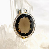 Smokey Quartz Oval Faceted Pendant in a Decorative Setting KPGJ4729