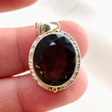 Smokey Quartz Oval Faceted Pendant in a Decorative Setting KPGJ4729