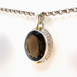 Smokey Quartz Oval Faceted Pendant in a Decorative Setting KPGJ4729