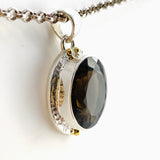 Smokey Quartz Oval Faceted Pendant in a Decorative Setting KPGJ4729