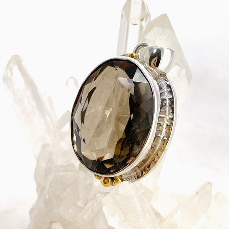 Smokey Quartz Oval Faceted Pendant in a Decorative Setting KPGJ4730