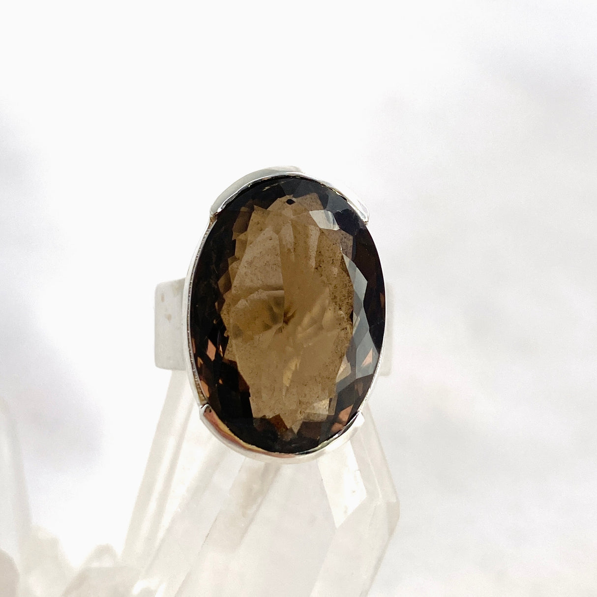 Smokey Quartz Oval Faceted Ring Size 7 KRGJ3339