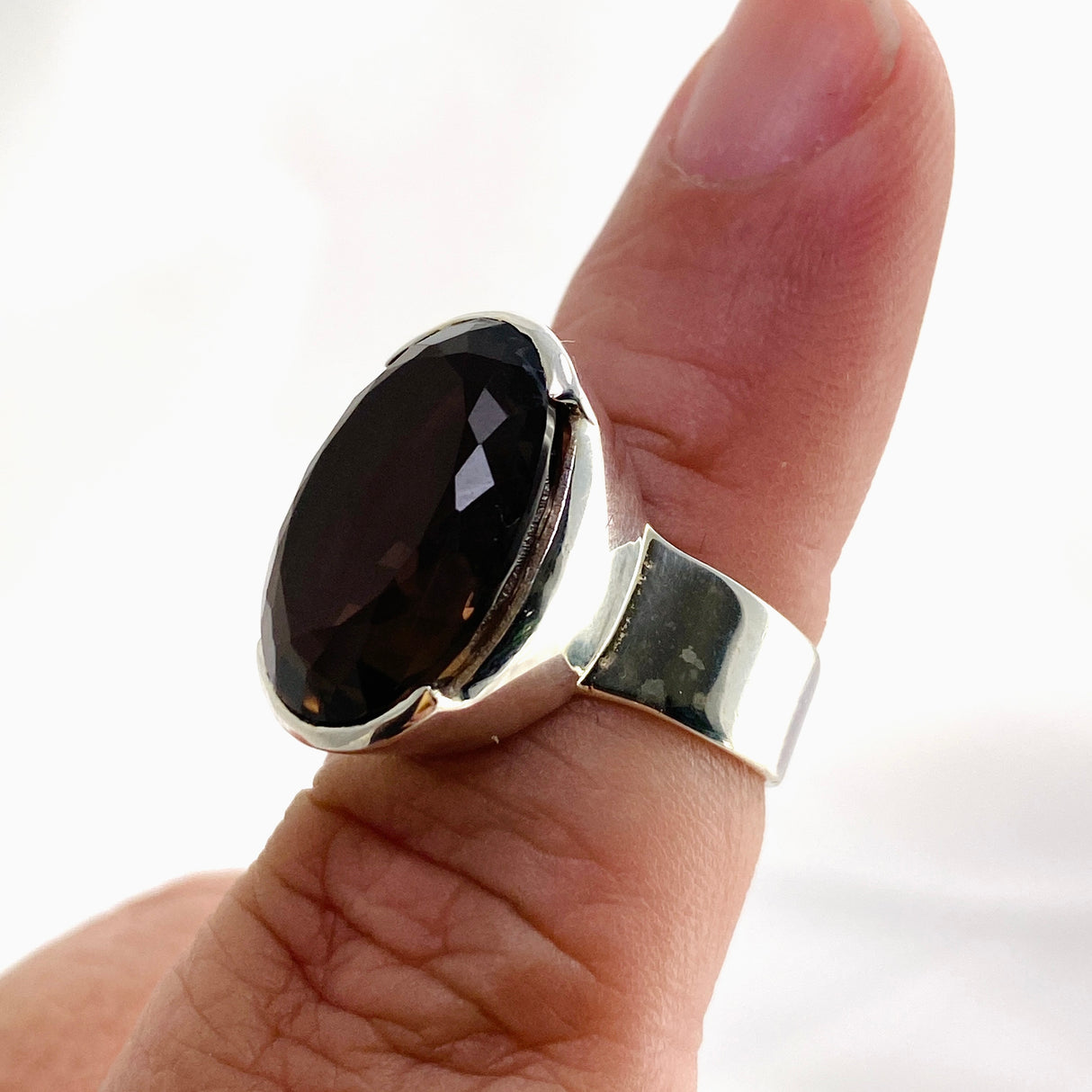 Smokey Quartz Oval Faceted Ring Size 7 KRGJ3339