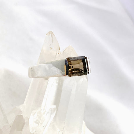 Smokey Quartz Rectangular Faceted Ring Size 13 PRGJ610