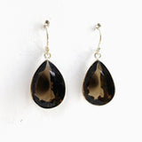 Smokey Quartz Teardrop Faceted Earrings KEGJ1553